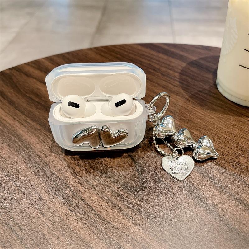 Transparent Three-dimensional Love for AirPods 1 Generation Protective Case Second Generation 1 Generation Pro1 Apple Bluetooth Headset Case Female
