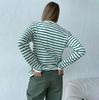 Summer Women Long Sleeve T-shirt O Neck Stripe
