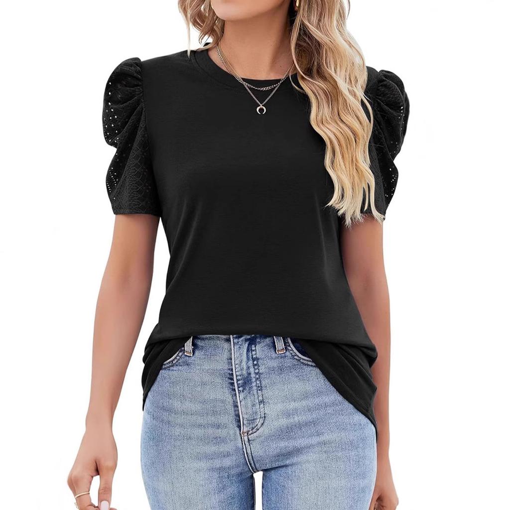 Short Sleeve Sweater For Women Tops Trendy Spring Summer Casual Outfits Knit Crewneck Shirt Blouses
