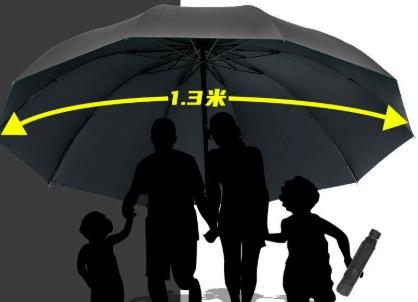130CM Oversized Windproof Folding Umbrella Waterproof Rain and Sun Umbrella for Family Travel Outdoor Use