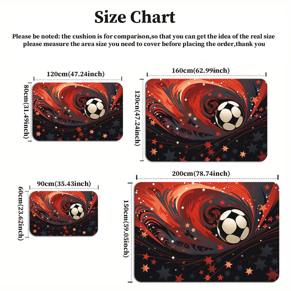 Soccer Star Swirl  Large Room Carpet Non Slip Cartoon Kids Bedroom Living Room Floor Mat Home Decor Children's Play Carpet