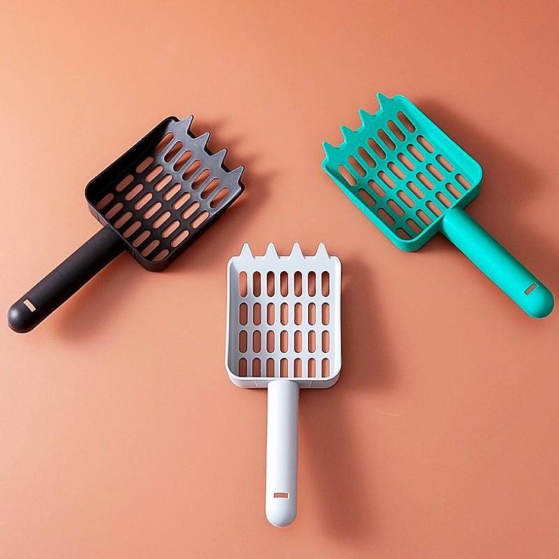 Cat Litter Scoop Large Hole Cat Sand Scoop Plastic Litter Scoops for Cats Toilet Cleaning Tool Hangingable Cats Sand Shovel Gray