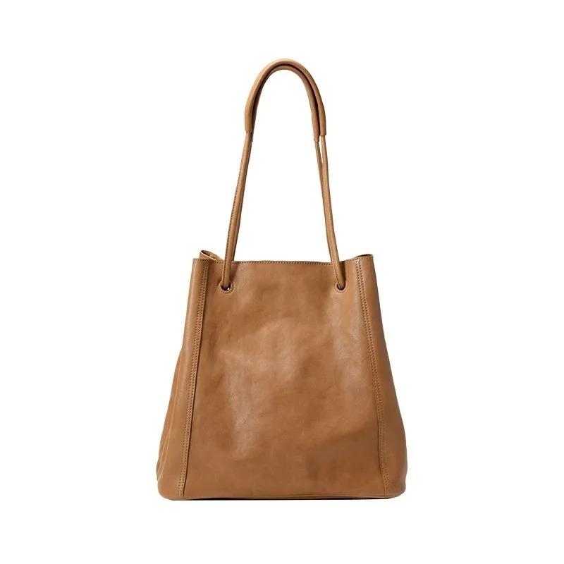 Luxury 2026 New Women's Commuter Soft Leather Bucket Bag - Genuine Leather Spacious Tote & Timeless Shoulder Hobo Bag