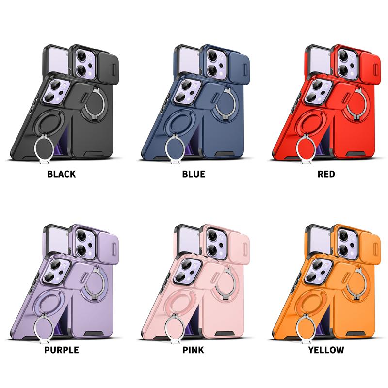 For OPPO Reno 14 14 Pro 14F Case Heavy Duty PC+TPU Ring Car Mount Magnetic Stand Slide Camera Cover for Reno14