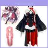 Elegante Anjo do Fim Krul Tepes Fantasia de Cosplay de Vampira Vestido em Preto