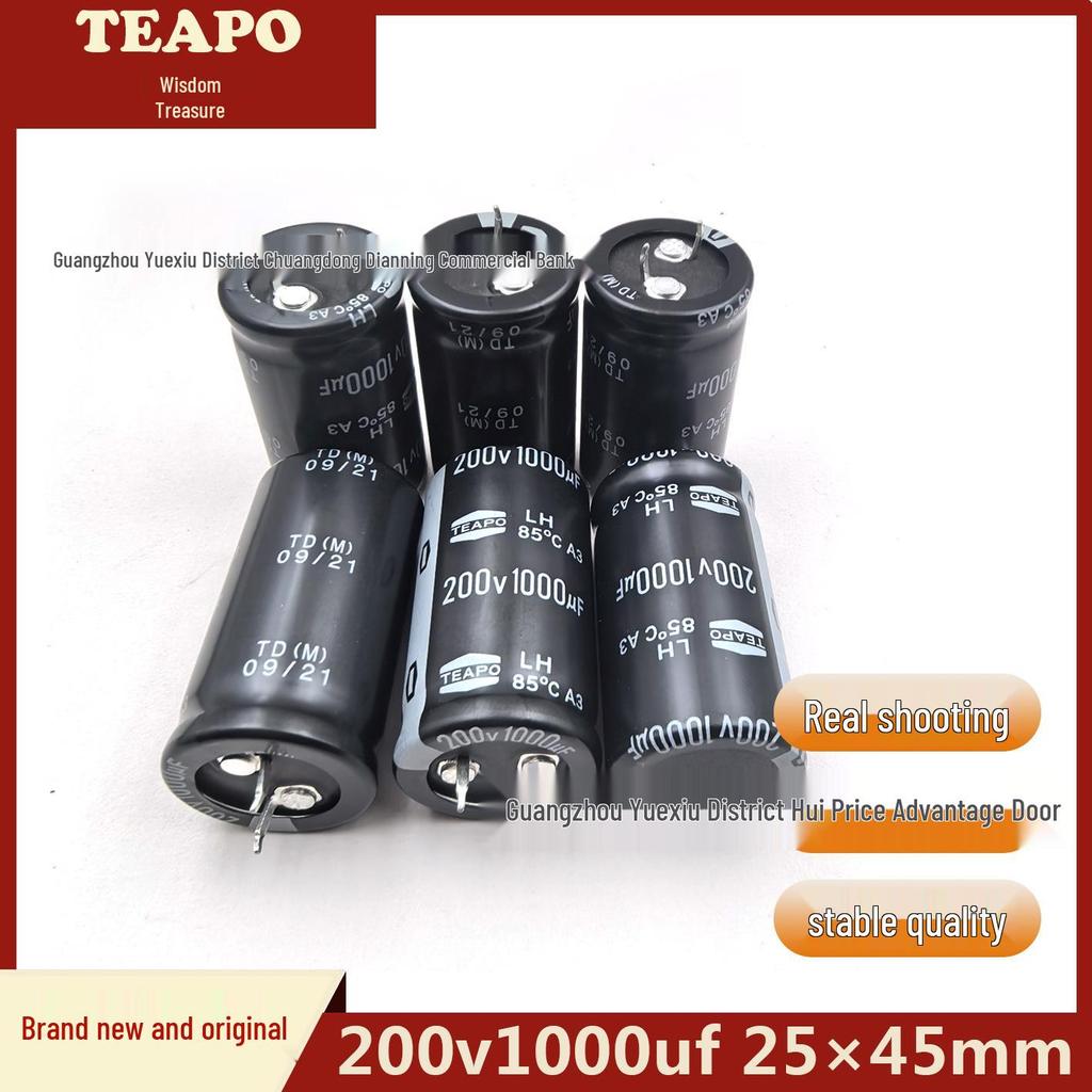 Zhibao TEAPO 200V 1000uF Electrolytic Capacitor for Welder Inverters, Horn Type, 25×45mm