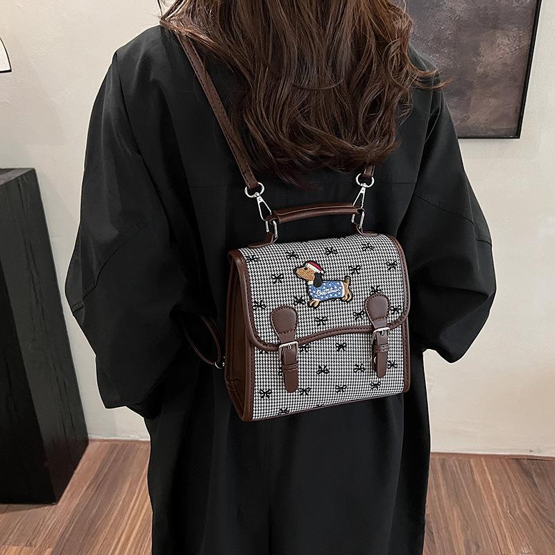 

Винтажный холщовый рюкзак для женщин, контрастный цвет, модная студенческая сумка, высококачественная женская сумка темно-коричневого