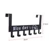 Door Hook Hanger 6 Hooks Punch Free For Coats Hats Scarves Towels Carbon Steel 1pc