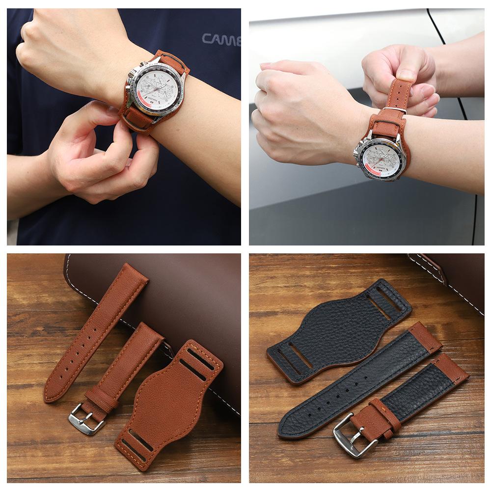 Cowhide Tray Watch Strap 18mm 20mm 22mm Watch Band Anti-metal Allergy Leather Watchbands Accessories UTHAI G18