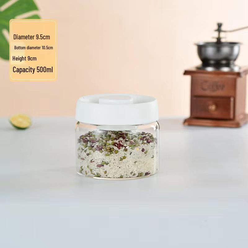Vacuum-Sealed High Borosilicate Glass Jar for Coffee, Grains & Freshness Preservation