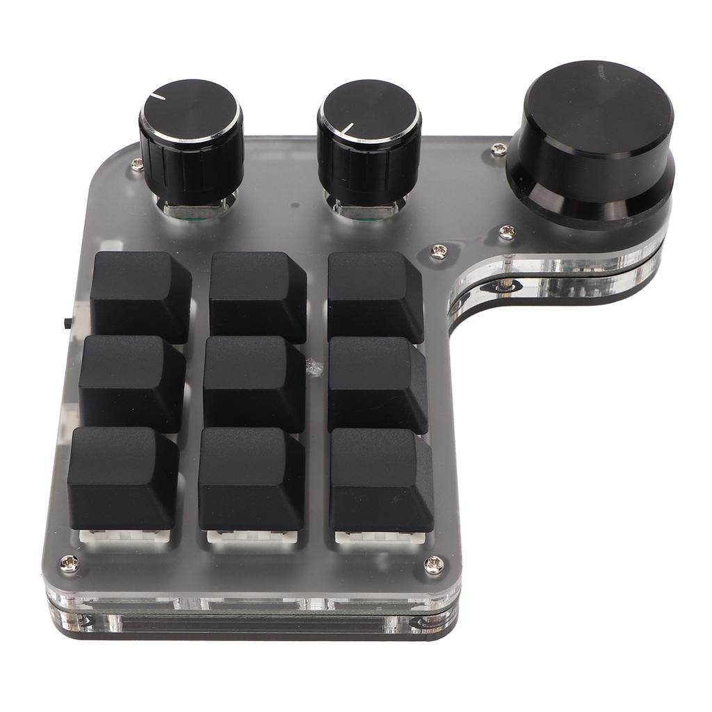 Programmable Macro Keyboard 9 Keys 3 Knobs USB Bluetooth Connection OSU Gaming Keyboard for Office Music Media