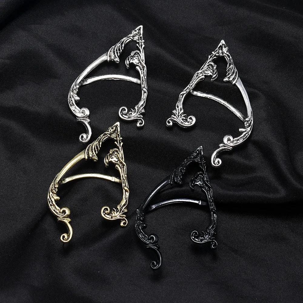 Punk Fairy Ear Cuff Goth Earring Dark Elf Ear Clip Earrings For Women Retro Silver Color Hip Hop Halloween Party Jewelry Gift