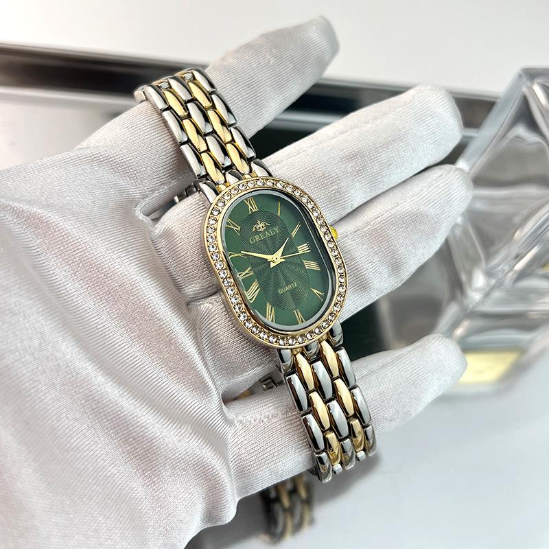 Men's Watch Oval Big Brand Diamond Women's Popular Quartz Watch