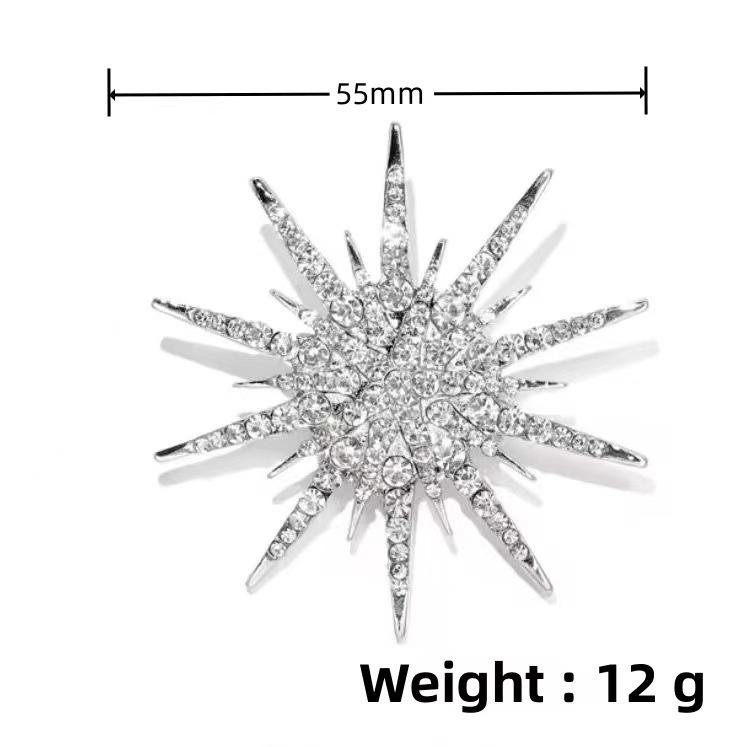 European & American Rhinestone Retro Gypsophila Eight-Pointed Star Brooch for Sweaters & Scarves