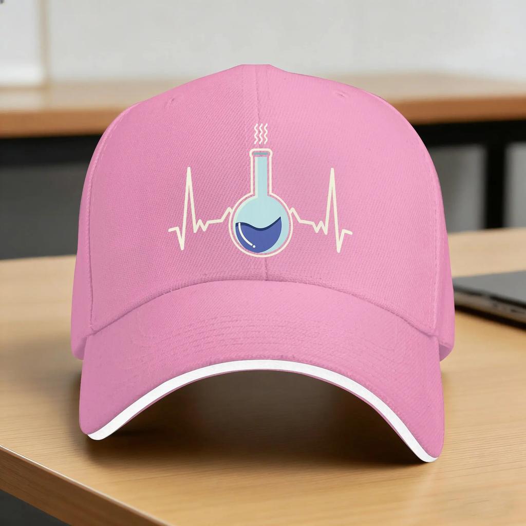 I Love Chemistry Laboratory Heartbeat Test Tube Chemist Baseball Cap Design Print Hip Hop Hats Summer Fishing Baseball Caps