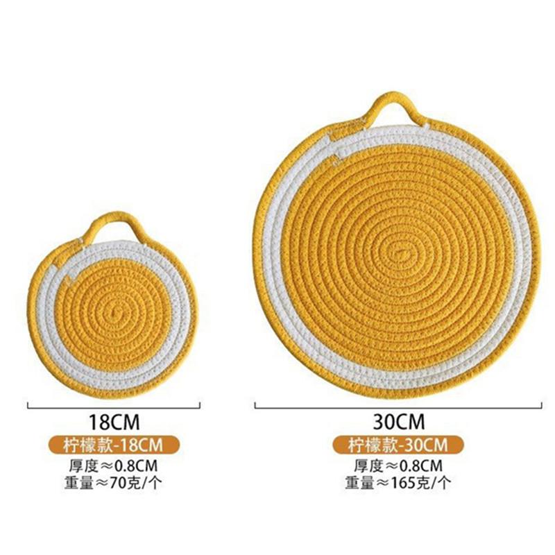 

1 шт. 18/30 см круглый хлопковый канатный плетеный фруктовый подвесной коврик для обеденного стола теплоизоляционный коврик подстаканник 18cm лимон