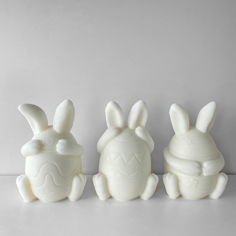 Face-less Rabbit Candle Mold Diy Cover Your Eyes Mouth and Ears Rabbit Aromatherapy Candle Gypsum Incense Stone Mold