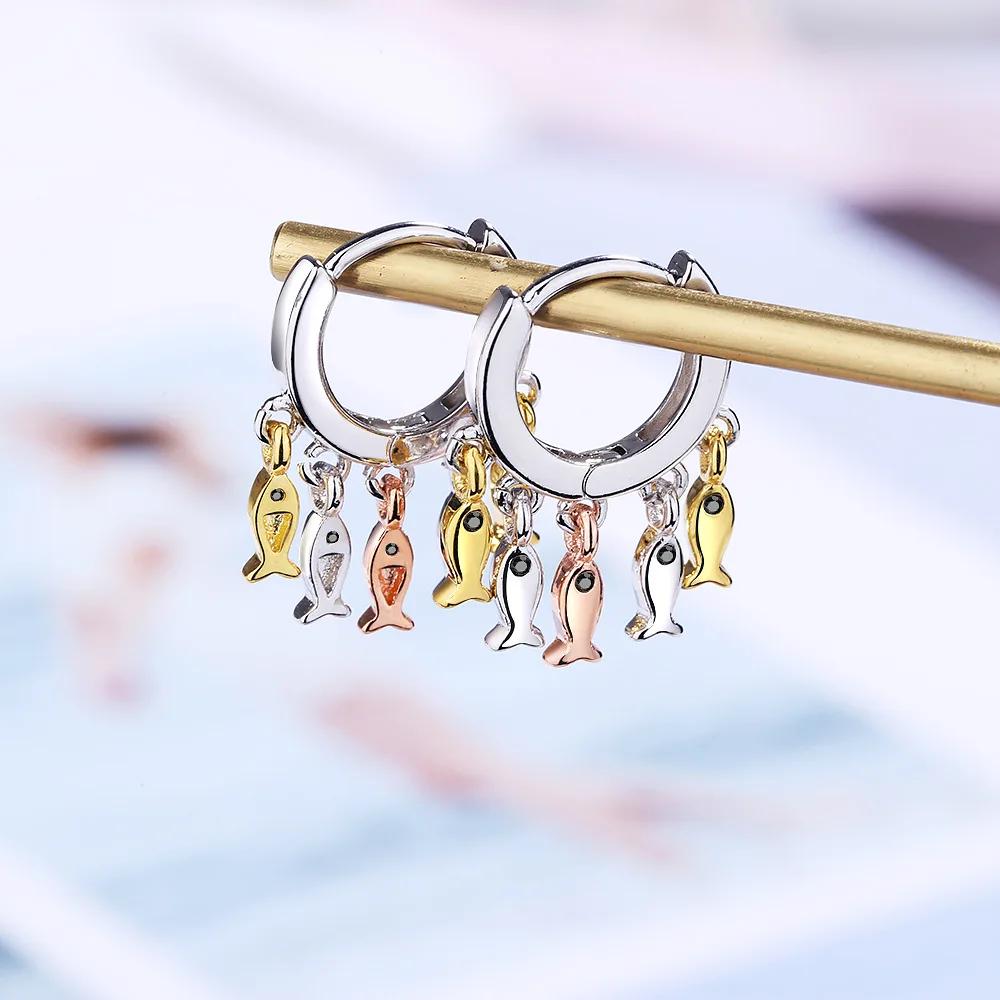 

Cute SIlver Needle Fish Tassel Stud Earrings for Women Girl Gift Earrings Ins Style Oorbellen Pendientes срібний