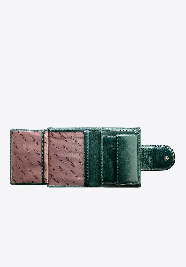 Wittchen Women's Patent Leather Wallet With Decorative Snap, Dark Green, Dark Green Patent Leather