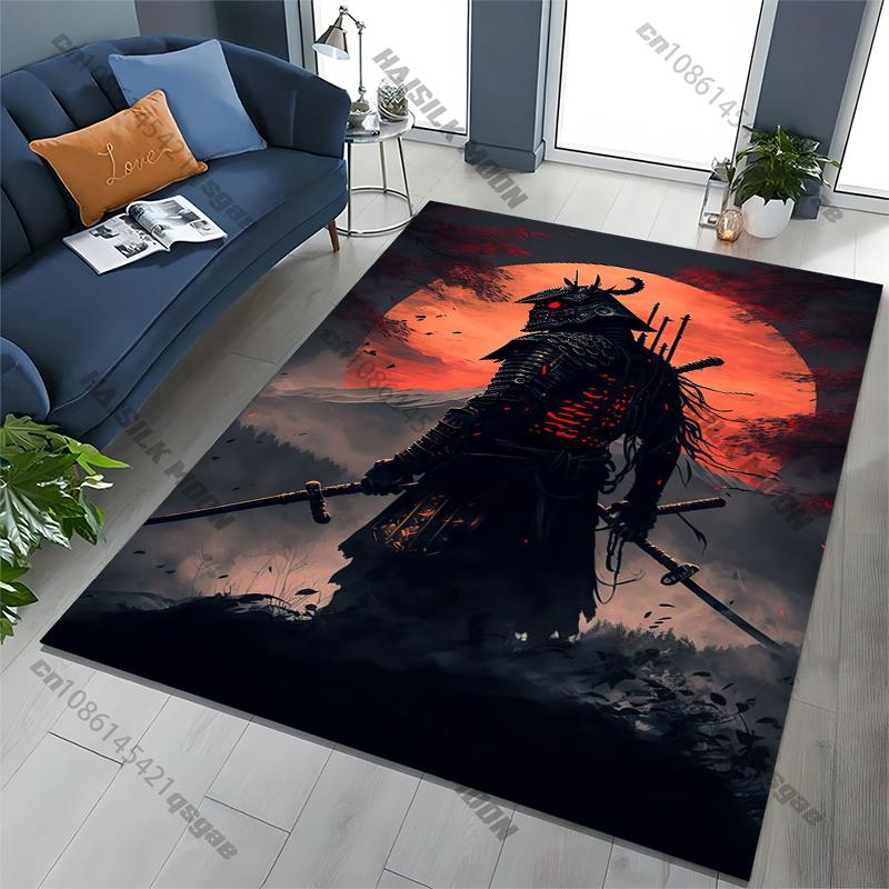 Japanese Samurai Spirits Area Rug,Carpet for Home Living Room Bedroom Sofa Doormat Kitchen Decor,Non-slip Floor Mat