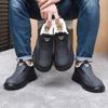 Men's Winter Warm Snow Boots with Fur Lined Warm Slip On Short Boots for Male Comfortable Outdoor Waterproof Booties Fleece Lining Walking Shoes