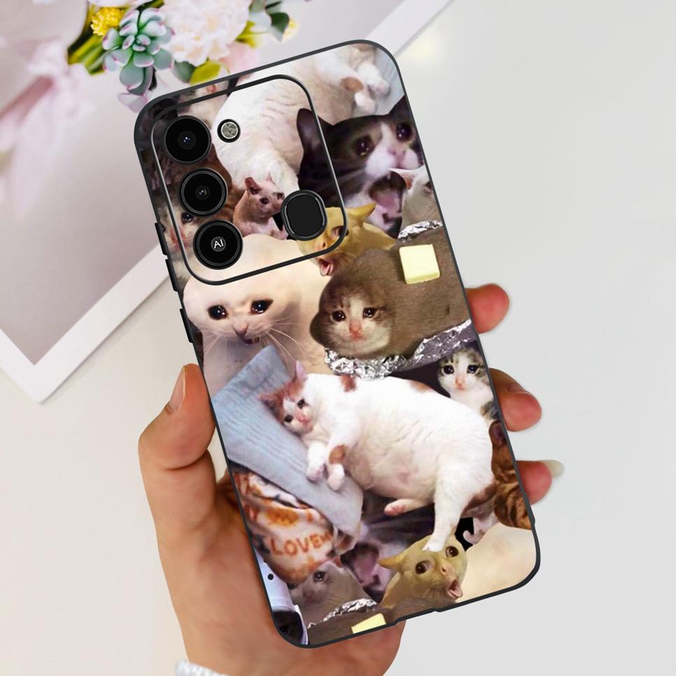 For Tecno Spark GO 2022 Case KG5 Soft Silicone Cute Cat Phone Cover For Tecno SparkGO 2022 6.52" Luxury Love Flower Cases Funda