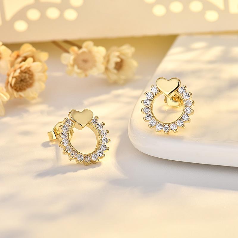 Hot Diamond-studded Earrings Creative Heart Shape Fresh Sweet Temperament Sun Flower Earrings Earrings for Women