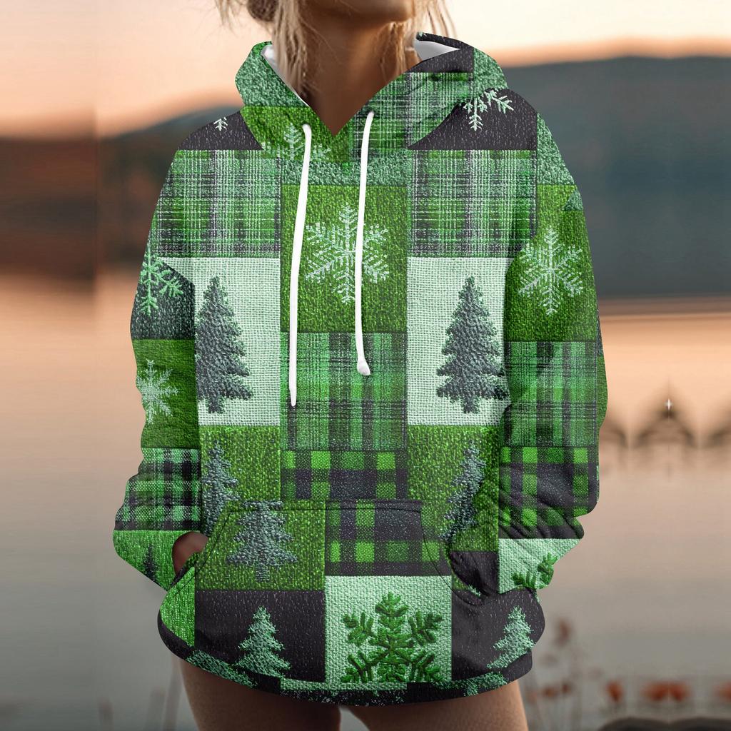 Women's Fashion Sweatshirt Printed Casual Hooded Sweatshirt With Pockets