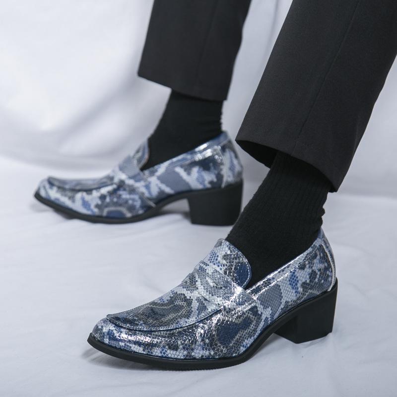 Men's Loafers Large Size New Leather Shoes Fashion Men's High Heels Foot Shoes Trend Business Casual Leather Shoes