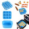 Set Of Three Square Silicone Molds For Air Fryers Blue