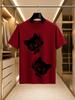 2026 New Arrival 100 Cotton Tshirt Cute Climbing Black Cat Cartoon Print Crew Neck Unisex Loose Fit Casual Short Sleeve