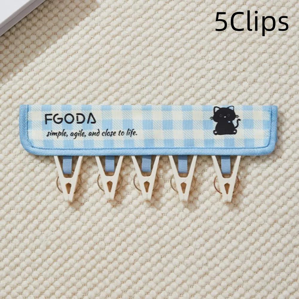 

Cartoon Towel Hanging Rack Foldable Socks Clip Rack New Hat Organizer Rack Blue-5Hooks