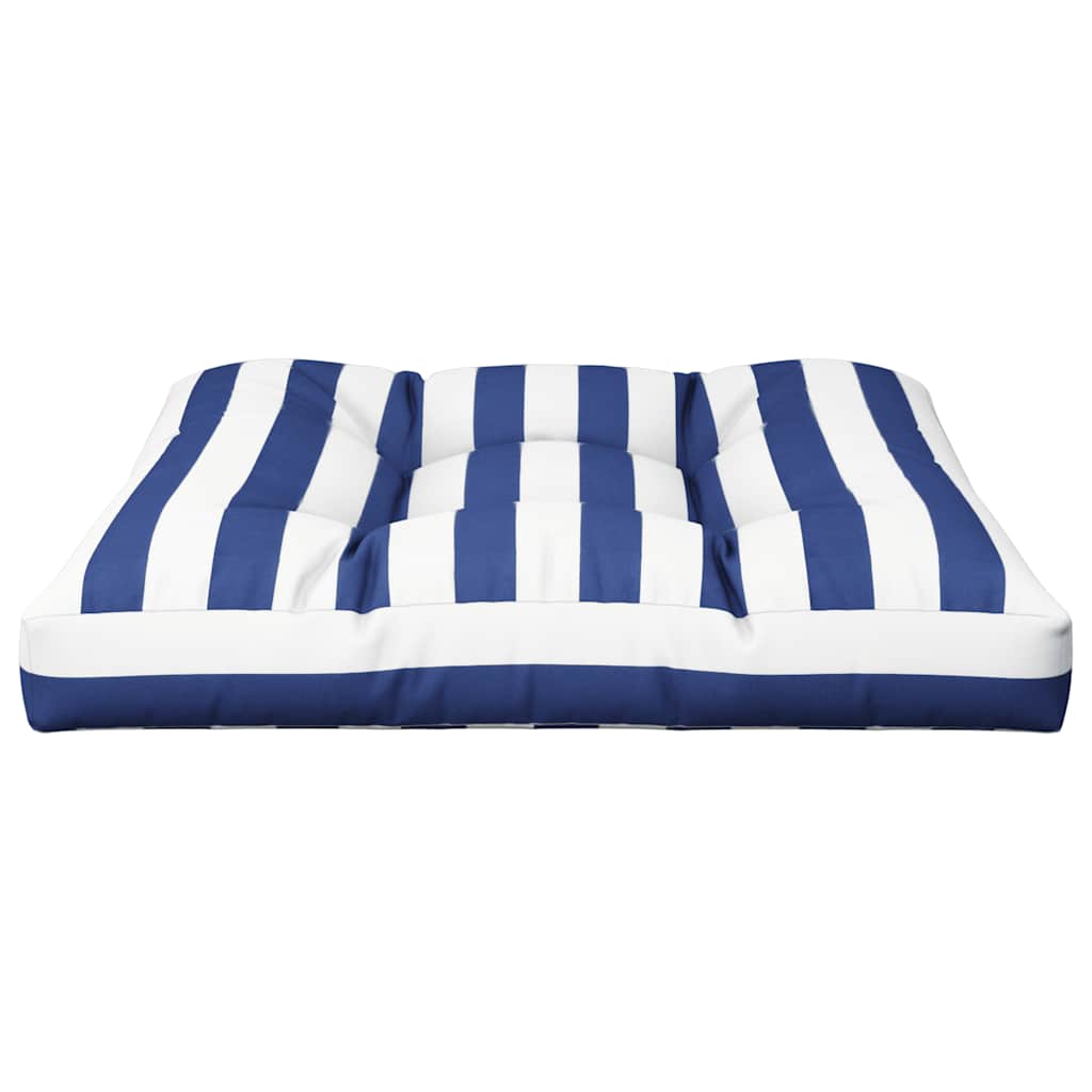 Pallet Cushion Blue and White Striped 80 x 80 x 12 cm Fabric