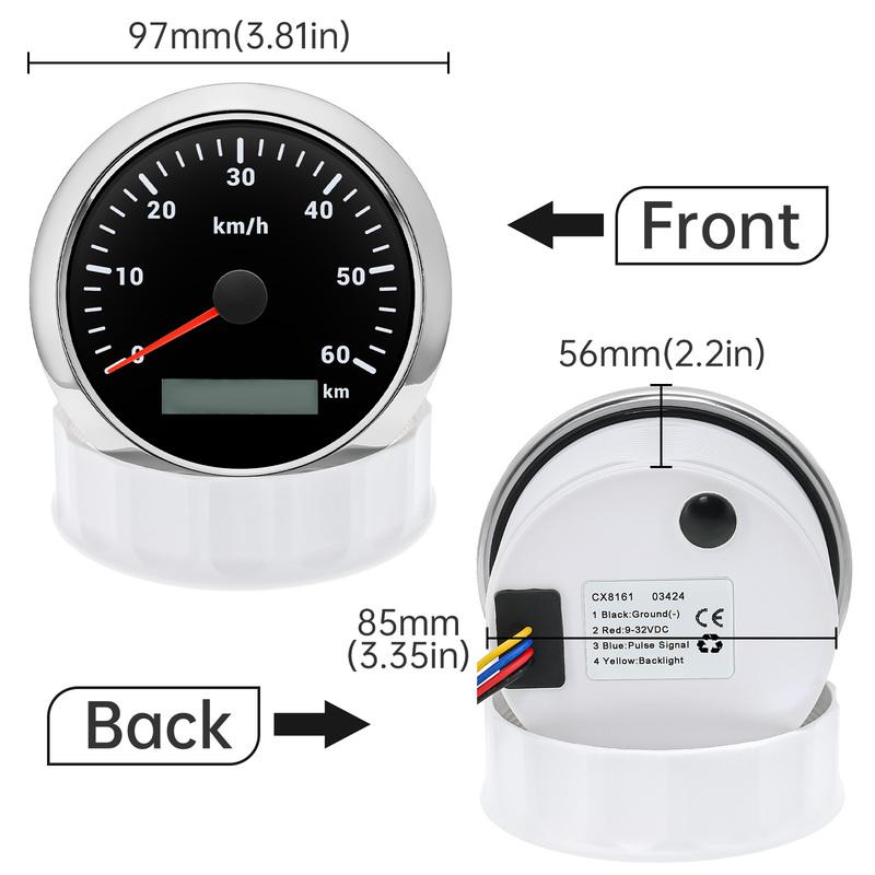 ZMFJH 30-200KMH Speedometer Auto Car 7 Color Backlight Analog Pulse Signal 85mm Speedometer Gauge with Holzer Sensor M16X1.5