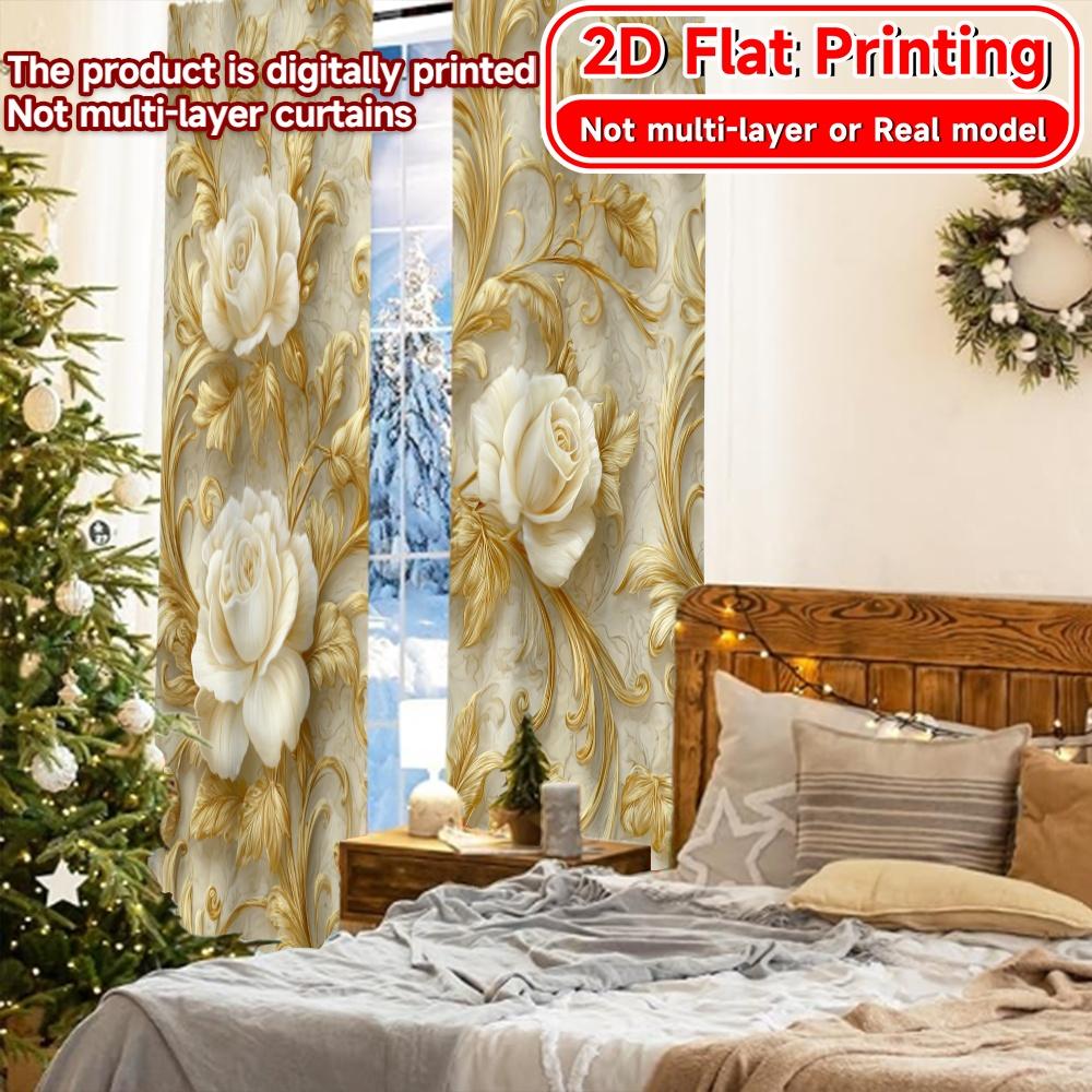 2D Flat Printing  2pcs Elegant Drapery Modern Minimalist Curtains Versatile 100% Polyester Curtains Decorations For Home Perfect