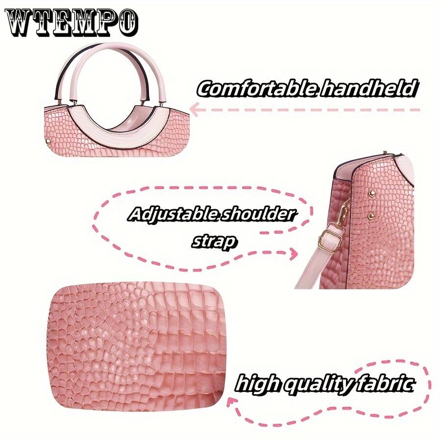 Geantă tote-mamă strălucitoare cu volum mare, elegantă, cu imprimeu de crocodil