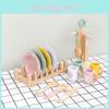 Holz-Spielküchen-Set mit Spielgeschirr für Kinder, pädagogisches Rollenspiel