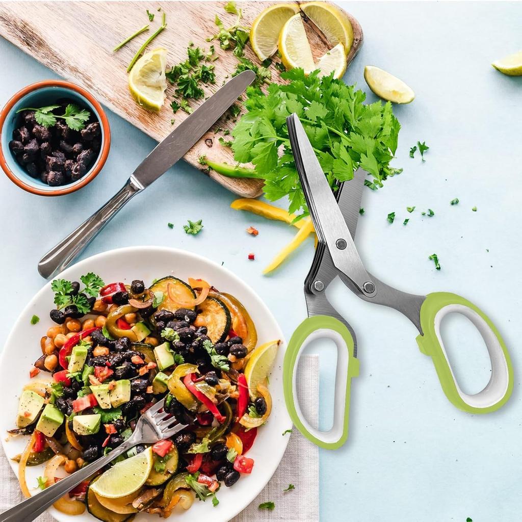 Kitchen Scissors Manual Shredder Hand Shredder Stainless Steel Blades with Safety Cover Cleaning Comb Shredder Vegetable Herb Cutter for Cooking