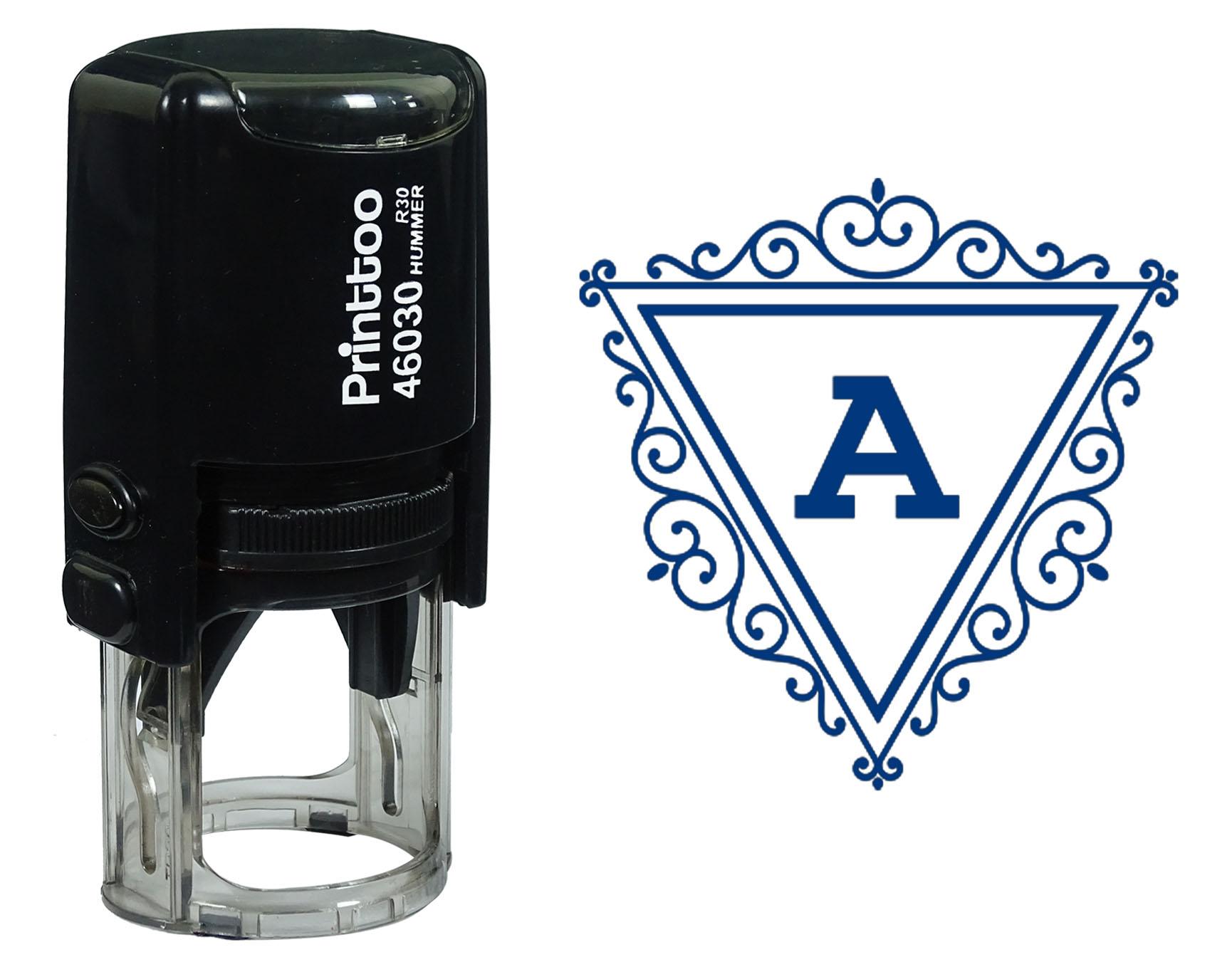 

Printtoo A Alphabet Swirl Border Triangle Monogram Initial Self Inking Rubber Stamp Office 30 mm Diameter (Approx) синій