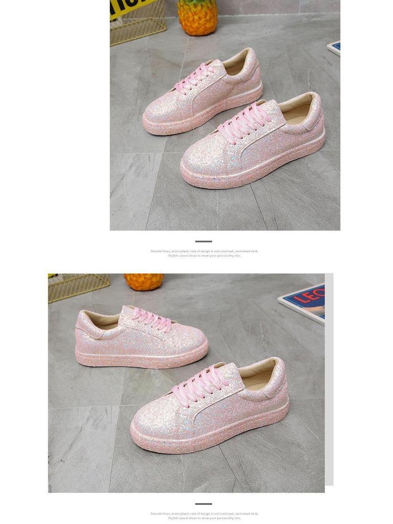 2021 Frühling Damen Übergröße Schnürschuhe Flache Weiße Freizeitschuhe mit Runder Zehenpartie