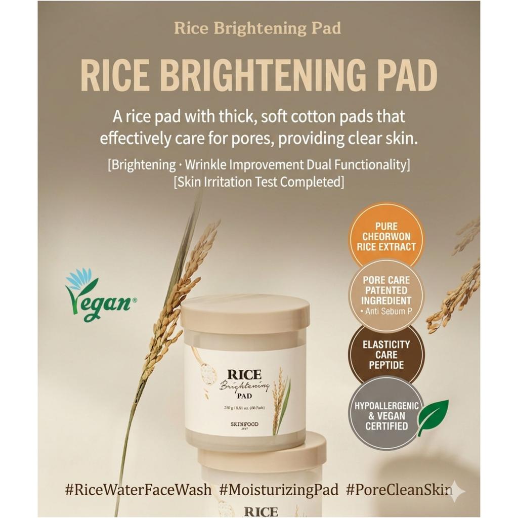 SKINFOOD Rice Brightening Facial Pad 60 sheets