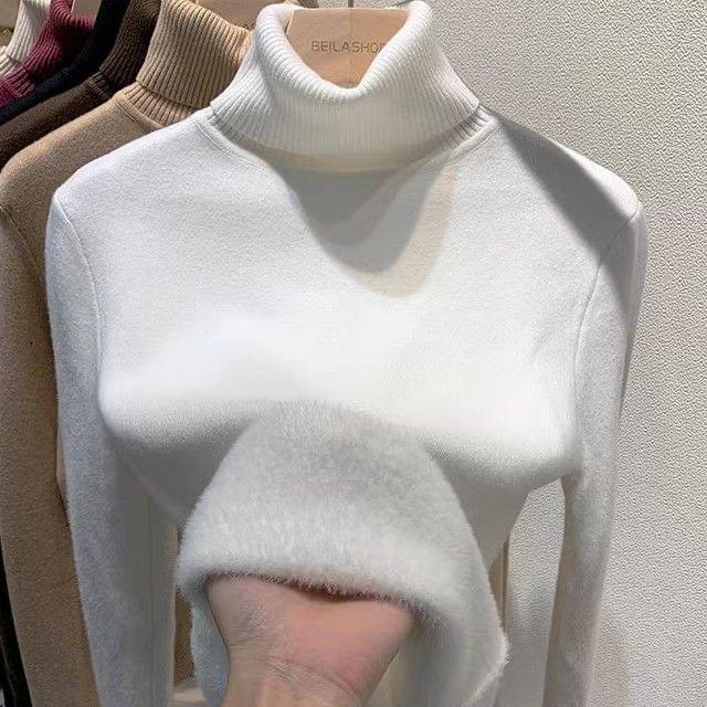 Pulover cu gât gros de iarnă, pentru femei, ocazional, de modă, de pluș, pentru femei, pulovere moale, calde, tricotaje vintage, Topuri 29173