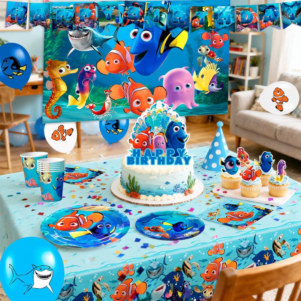 Décorations d'Anniversaire Dessin Animé, Décorations de Fête Dessin Animé & Vaisselle de Fête Dessin Animé - Bannière d'Anniversaire Thème Dessin Animé, Ballon, Assiette, Nappe Etc.