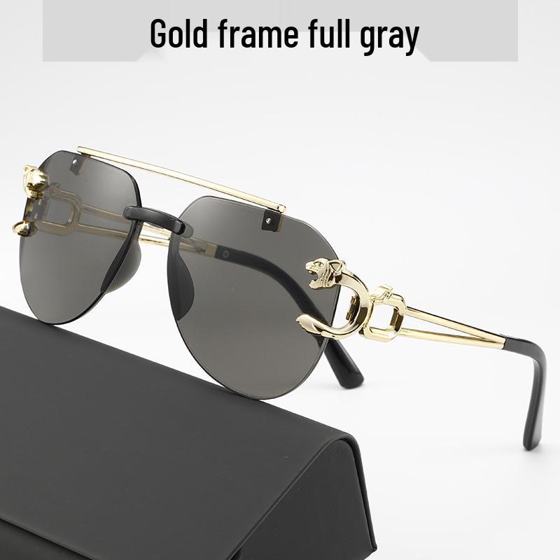 

Трендовые безободковые солнцезащитные очки с двойной переносицей «Лев-Тигр» с антибликовыми линзами