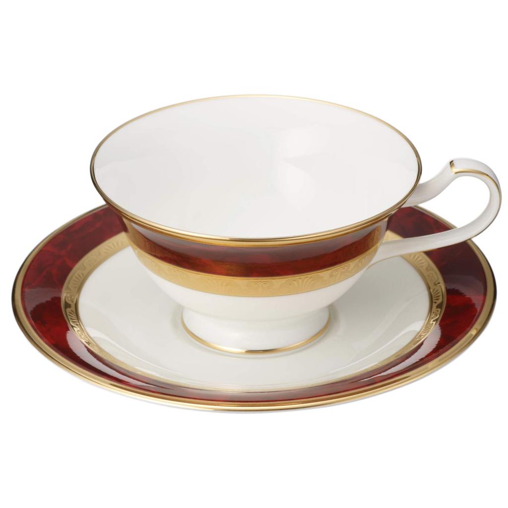 Noritake Hemingway Maroon Bone China Cup and Saucer Both Coffee and (for Tea), 220cc, Y59587/4733