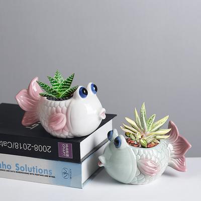 Ocean Succulent Flower Pot Ceramic Ornament Cute Cartoon Tropical Fish Meat Plant Small Flower Pot Batch