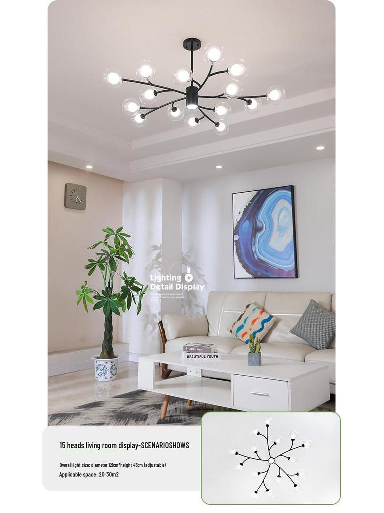 2025 Nordic Minimalist Chandelier: Modern Molecule Design for Living Room, Bedroom & Restaurant
