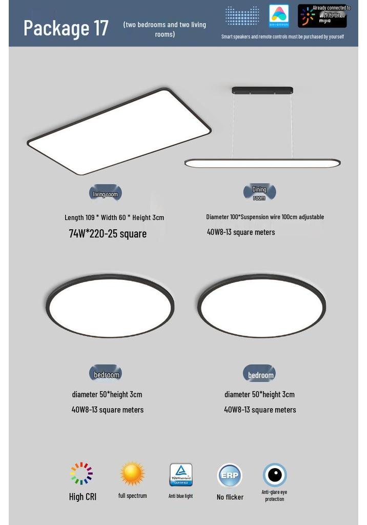 Smart Minimalist Ceiling Light with Full Spectrum Eye Protection for Living Rooms