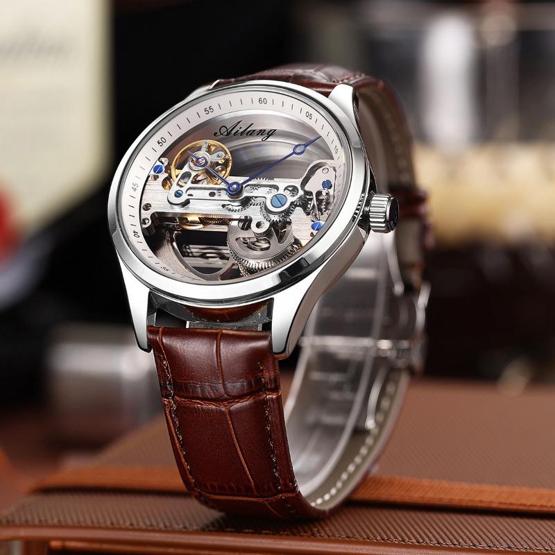 AILANG New Automatic Skeleton Mechanical Watch Men Korean Fashion Waterproof Men's Mechanical Watch