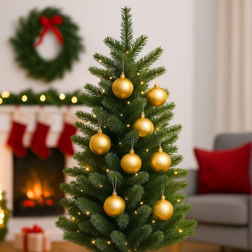 6Pcs 6cm Mirrored Christmas Balls Red/Blue Christmas Tree Pendants Christmas Hanging Balls  Gift